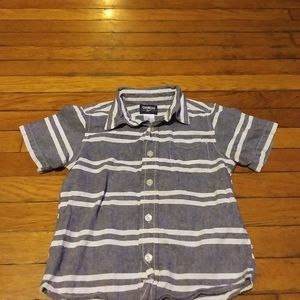 Boys grey Button Down Shirt With White Stripes